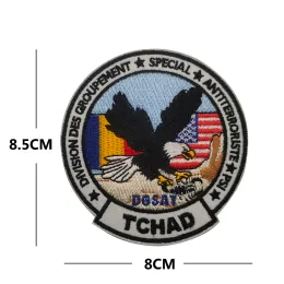 Republiken Tchad Map Flag Brodery Patches Tchad Stripe Stickers Emblem Appliques USA American Embroidered Badges