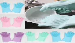 Silikonowe rękawiczki z szczotką wielokrotnego użytku Silikonowe naczynia do mycia rękawiczki odporne na rękawiczki ciepła narzędzie do czyszczenia kuchni HHAA6142961740