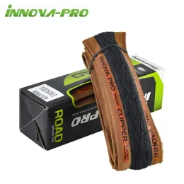 INNOVA 700C Road Bike Tire 700x23C/25C/27C/28C/30C Retro Brown Edge Travel Cycling Bicycle Out Tire 60/120 TPI Lightweight Tire