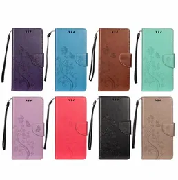 Flower Leather Plånbokfodral för iPhone 13 12 11 Pro Max Samsung Galaxy Note 10 S21 A03S Intryck Små fjäril Luxury Telefon ID CA3718967