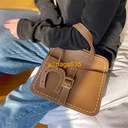 Halzan Handbags Leather Crossbody Bags 2024 New High End Head Layer Togo Cowhide Hazan Saddle Bag Fashionable Commuting Single Shoulder Crossbody have logo HBGS