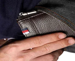 Carteiras de couro genuíno para homens 2021 Carteiras RFID Cartão de design de luxo Business Business Classic Key Coin Clutch Zipper bolsas de bolso G1106467764