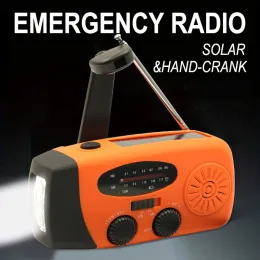Radio Multifunctional Solar Hand Crank Radio FM AM WB NOAA Weather Radio 2000mAh USB Charging Emergency LED Flashlight Power Ban