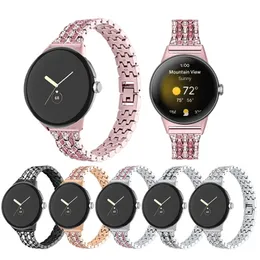 حزام من الفولاذ المقاوم للصدأ الماسي لفرقة Google Pixel Watch Five Beads Bracelet Bracelet Bracelet Metal Fands for Pixel Watch Straps 240326