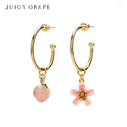 Hoop Earrings French Light Luxury Elegant Enamel Water Peach Handcrafted Fashionable Jewelry Trendy For Women