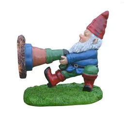 Dekorativa figurer hartstaty Fångad Gnome Elf Ornament rolig yttre trädgård utomhus ornament skulptur bonsai dekoration för gård