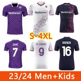 ACF Fiorentina Soccer Jerseys 2023/2024 Home and Away Jersey Gonzalez Domilson Milenkovic Beltran Arthur Kayode Player Wersja Men Kids