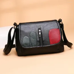 Torby na ramię vintage miękkie pu skóra patchwork crossbody hit kolorowa torba posłańca swobodny damski torebki torebki