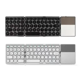 Teclados BluetoothCompatible dobrável teclado redondo teclado portátil Mini teclado sem fio 64 teclas dobráveis para laptop para tablet