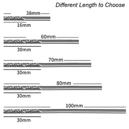 3mm 1/8 de longa hastes de desenho de carboneto de carboneto para moagem de ferramentas Dremel Cutter Burr Diamond Cut Rotary 38mm a 100 mm de comprimento de madeira de metal