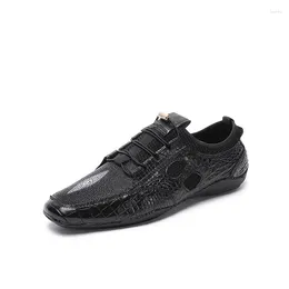 Scarpe casual autentica vera pelle vera pungiglione sottile sottile uomo che cammina piatti autentici coccodrili in pelle elastica maschio elastico maschio elastico maschio