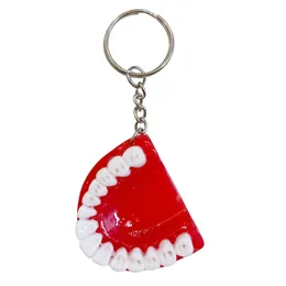 Mini Tooth Model Shape Keychain Bag Ornament Backpack Charm Pendant Car Keychain Resin Tooth Couple Keyring Dentist Gift