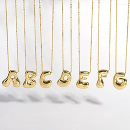 Ketten Aensoa Collares Initiale Ballonblasenname Halsketten Edelstahl Buchstabe a-Z Puff CHOKER Halskette für Frauen Männer Paar Geschenk