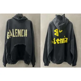 Sweaters Hoodie Balencigs Modehoodies Hoody Classic Mens Loose Designer hochwertige Version gemustertes Papier Deep Gram Grey Familie Sweatshirt Lose Fitti T06O