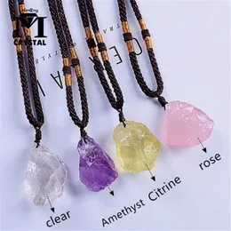 Dekorativa figurer Oregelbundna natursten Krytersalhänge Purple White Citrine Pink Quartz Crystal Necklace Jewellery Healing Gemstone