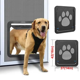 شاشة الباب الكلب الكلب الكبير قفل جرو القفل رفرف مغناطيسي مع 4 طرق قفل قفل ABS دخول مجاني من البلاستيك والخروج للحيوانات الأليفة