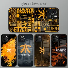 CS Go Fnatic FNC Club Telefonfodral Hemdrat Glas för iPhone 14 13 12 11 Pro XS Max Mini X XR 8 7 6S Plus SE2020 Cover