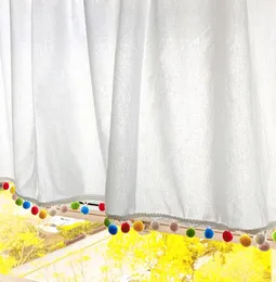 Kolorowy pompom krótka kurtyna pompomów krawędź Walebnia kuchnia okno balkonowe okno dekoracje domu
