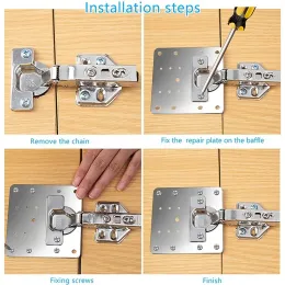 4/10 -propcs Neue Schrankscharnier Reparaturplatte Kit Küchenschrank -Tür -Montageplatten mit Schrauben Flachfixierklassen Halterungen