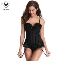 Wechery Corset 섹시한 코사지 코사지 코르셀렛 레이스 bustier steampunk corsets 여자 검은 허리 트레이너 도트 탑 korset 벨트 lingerie5515210