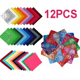 6/12 PCs Bandana Square Schal Neck Schal Outdoor Sportstadbänder Haare Kerchief für Jungen/Mädchen Mode Hip Hop Taschentuch 240327