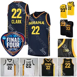 2024 Final Four Jerseys 4 Women College Indiana Caitlin Clark basket Iowa Hawkeyes 22 Jersey NCAA Black White Yellow Navy Men Youth Size S-3XL