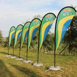 Teardrop Beach Flag och Flagstång med basgrafisk anpassad tryckt banner utomhusreklam Promotion Event Camping Decoration 240402