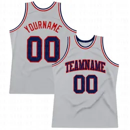 Niestandardowe srebrne szary granatowy autentyczny autentyczny Jersey Basketball Jersey 3D drukowane czołgi