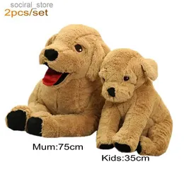 حيوانات أفخم محشوة Super Simulation Mum Kids Labrador Dog Plush Toy Studed LifeLike Golden Retriever Animals Toys Doll for Cub Dog Toys L411