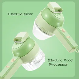 4 In 1 Handheld Electric Vegetable Cutter Set Multifunctional Blenders Grinder Chili Vegetable Slicer Food Crusher Kitchen Tool