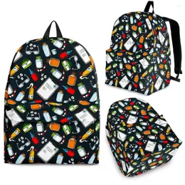 Backpack Yikeluo Cartoon Física Experimento de Utensílio de Design Laptop para estudantes universitários com zíper Moda Digith Bag Unisex