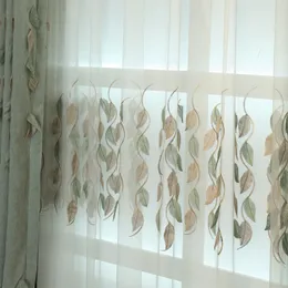 Modern minimalist pastoral blackout embossed leaves embroidered living room window screenCurtains for Living dining room bedroom