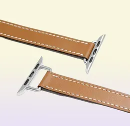 Urvoi Attelage Double Tour Apple Watch Band Series 7 6 SE 5 4 321 توصيلًا أنيقًا متميزًا حزامًا أصليًا من الجلد لـ IWatch4183842