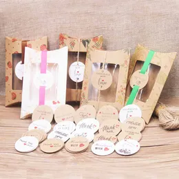 100TAG+100 현 3cm 및 3.5cm 빈티지 종이 선물 행 태그 Kraft/White DIY Handmadewith Love Tag Thank You Label