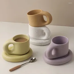 Canecas nórdicas estily pangpang caneca gorda criativa copo de novidade e pires de pires cerâmica