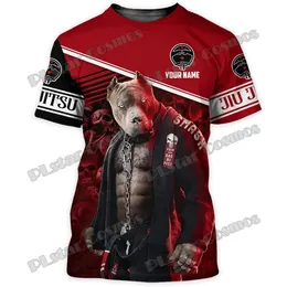Summer Unisex JiuJitsu Pitbull and Shark 3D Printed Men's T-shirt Casual T-shirt Suitable for Martial Arts enthusiasts