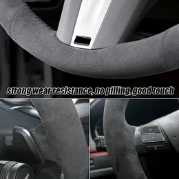 Hand-Stitched Black Artificial Suede Leather Car Steering Wheel Covers For Mercedes Benz A Class 19-20 GLC GLB 2020 CLS 18-20