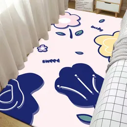 귀여운 일본 침실 소녀 장식 침대 옆일 휴대용 카펫 꽃 프린트 비 슬립 깔개 거실 커피 테이블 매트 복도 도어 매트