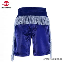 Cetim muay thai shorts personalizados calças de luta de kickboxing de tassel shorts de boxe masculino homens crianças mma combate crossfit roupas personalizadas