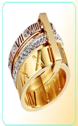 Anelli inossidabile di gioielli Full size 6 7 8 9 10 Original Band Wide Gold Gold Gold Rose Roman Numeral XII Ring Ring242W1139432