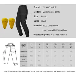 Pantaloni per moto invernali pantaloni di rilascio rapido uomo antivento impermeabile pantaloni da equitazione motocross CE Pantaloni protettivi