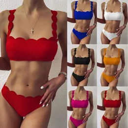 2024 6 colori da donna tagliata a fiore split bikini sexy