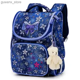 Mochilas New Childrens School Girls Bag Navy Blue Flor Impresso