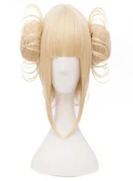 Toga HiMiko Cosplay Wigsmy Hero Academia Cos Wiganime Blonde Wig Krótkie falowate syntetyczne włosy z grzywką fryzury Fringe for Loli302812813