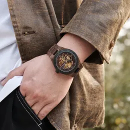 Bobo Bird Men Mechanical Watch New Top Wood Sport Wristwatches Hollow Out Mechanical Watch Automático Custom Great Gift Box