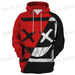 Moletom de moletom de moletom de moletons xoxo moda de diabo sorriso de impressão 3D de impressão masculina moda casual pullover engraçado hip how capuz de outono moda novo t240411