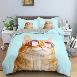 Copertura del piumino 3d gatti per ragazzi ragazze carine da letto stampato animale chiusura tema morbido per bambini decorazioni per la camera da letto