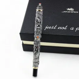 Pennor Jinhao Double Dragon Jewelry Luxury Fountain Pen Vintage Tower 18KGP 0,5 mm NIB bläck Pennor Skrivande kontorsförsörjning gåva