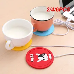 Cups Saucers 2/4/6pcs niedliche Cartoon USB wärmere thermostatische Heizung Elektrische beheizte Becher Bürogetränk Matte