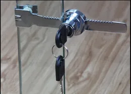 4st Gliding Glass Door Lock Display Fall Lock Ratchet Lock med Chrome Finish, Security, Keyed både Showcase Display